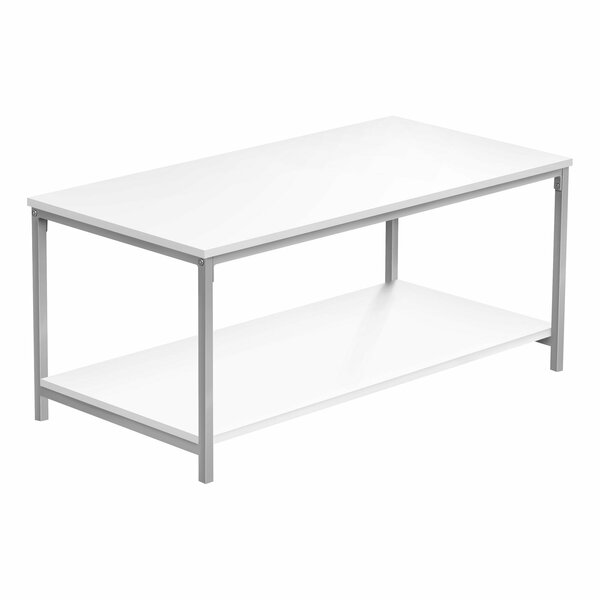 Monarch Specialties Coffee Table, Accent, Cocktail, Rectangular, Living Room, 40 in.L, White Laminate, Grey Metal I 3800
